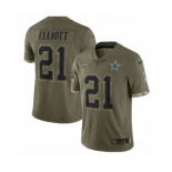 Men's Dallas Cowboys #21 Ezekiel Elliott 2022 Olive Salute To Service Limited Stitched Jersey