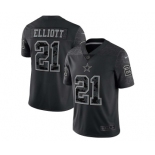 Men's Dallas Cowboys #21 Ezekiel Elliott Black Reflective Limited Stitched Football Jersey