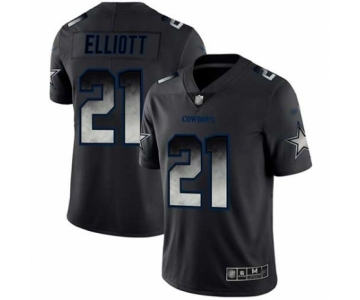 Men's Dallas Cowboys #21 Ezekiel Elliott Black Smoke Fashion Limited Football Jersey