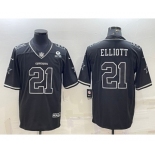 Men's Dallas Cowboys #21 Ezekiel Elliott Black With 1960 Patch Limited Stitched Football Jersey