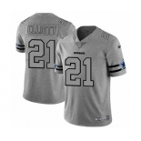 Men's Dallas Cowboys #21 Ezekiel Elliott Gray Team Logo Gridiron Limited Football Jersey