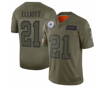 Men's Dallas Cowboys #21 Ezekiel Elliott Limited Camo 2019 Salute to Service Football Jersey