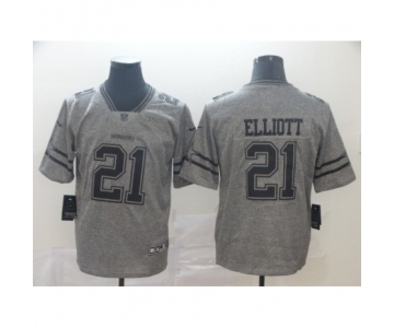 Men's Dallas Cowboys #21 Ezekiel Elliott Limited Gray Rush Gridiron Football Jersey