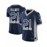 Men's Dallas Cowboys #21 Ezekiel Elliott Limited Navy Blue Rush Drift Fashion Football Jersey