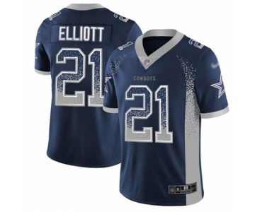 Men's Dallas Cowboys #21 Ezekiel Elliott Limited Navy Blue Rush Drift Fashion Football Jersey