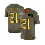 Men's Dallas Cowboys #21 Ezekiel Elliott Limited Olive Gold 2019 Salute to Service Football Jersey