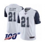 Men's Dallas Cowboys #21 Ezekiel Elliott Limited White Rush Vapor Untouchable 100th Season Football Jersey