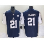 Men's Dallas Cowboys #21 Ezekiel Elliott Navy Blue FUSE Vapor Thanksgiving 1960 Patch Limited Stitched Jersey