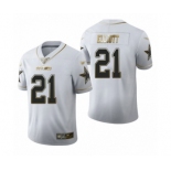 Men's Dallas Cowboys #21 Ezekiel Elliott White Golden Edition Limited Football Jersey