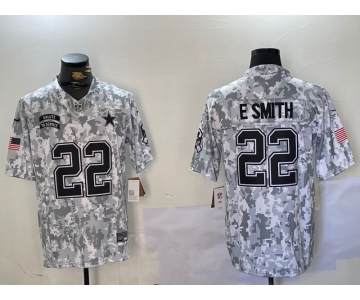 Men's Dallas Cowboys #22 Emmitt Smith Arctic Camo 2024 FUSE Salute to Service Limited Stitched Jersey