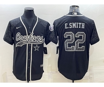 Men's Dallas Cowboys #22 Emmitt Smith Black Reflective Limited Stitched Football Jersey