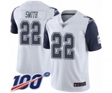 Men's Dallas Cowboys #22 Emmitt Smith Limited White Rush Vapor Untouchable 100th Season Football Jersey