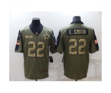 Men's Dallas Cowboys #22 Emmitt Smith Nike Camo 2021 Salute To Service Limited Player Jersey