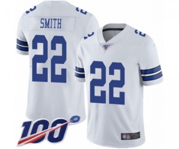 Men's Dallas Cowboys #22 Emmitt Smith White Vapor Untouchable Limited Player 100th Season Football Jersey