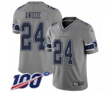 Men's Dallas Cowboys #24 Chidobe Awuzie Limited Gray Inverted Legend 100th Season Football Jersey