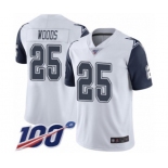 Men's Dallas Cowboys #25 Xavier Woods Limited White Rush Vapor Untouchable 100th Season Football Jersey