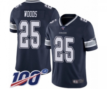 Men's Dallas Cowboys #25 Xavier Woods Navy Blue Team Color Vapor Untouchable Limited Player 100th Season Football Jersey