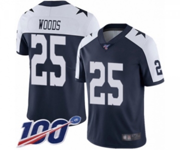 Men's Dallas Cowboys #25 Xavier Woods Navy Blue Throwback Alternate Vapor Untouchable Limited Player 100th Season Football Jersey