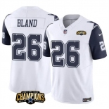 Men's Dallas Cowboys #26 DaRon Bland White Navy 2023 F.U.S.E. NFC East Champions Patch Football Stitched Jersey