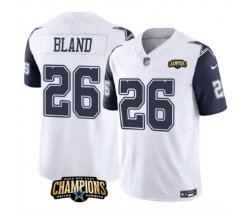 Men's Dallas Cowboys #26 DaRon Bland White Navy 2023 F.U.S.E. NFC East Champions Patch Football Stitched Jersey