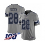 Men's Dallas Cowboys #28 Darren Woodson Limited Gray Inverted Legend 100th Season Football Jersey