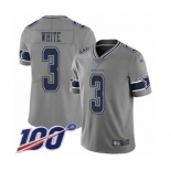 Men's Dallas Cowboys #3 Mike White Limited Gray Inverted Legend 100th Season Football Jersey