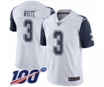 Men's Dallas Cowboys #3 Mike White Limited White Rush Vapor Untouchable 100th Season Football Jersey