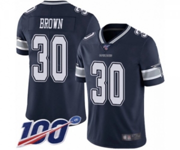 Men's Dallas Cowboys #30 Anthony Brown Navy Blue Team Color Vapor Untouchable Limited Player 100th Season Football Jersey