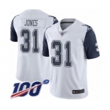 Men's Dallas Cowboys #31 Byron Jones Limited White Rush Vapor Untouchable 100th Season Football Jersey