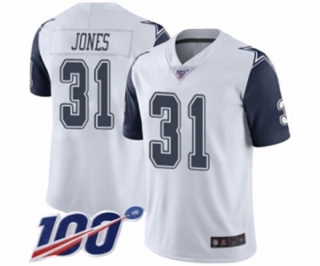 Men's Dallas Cowboys #31 Byron Jones Limited White Rush Vapor Untouchable 100th Season Football Jersey