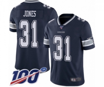 Men's Dallas Cowboys #31 Byron Jones Navy Blue Team Color Vapor Untouchable Limited Player 100th Season Football Jersey