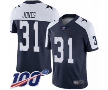 Men's Dallas Cowboys #31 Byron Jones Navy Blue Throwback Alternate Vapor Untouchable Limited Player 100th Season Football Jersey