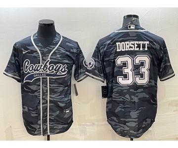 Men's Dallas Cowboys #33 Tony Dorsett Grey Camo With Patch Cool Base Stitched Baseball Jersey