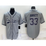 Men's Dallas Cowboys #33 Tony Dorsett Grey Stitched Cool Base Nike Baseball Jersey