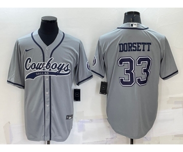 Men's Dallas Cowboys #33 Tony Dorsett Grey Stitched Cool Base Nike Baseball Jersey