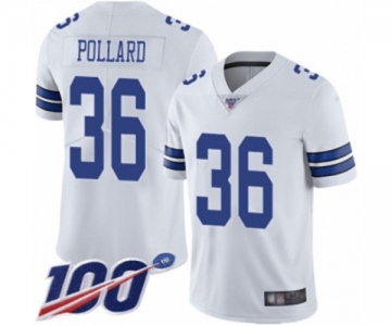 Men's Dallas Cowboys #36 Tony Pollard White Vapor Untouchable Limited Player 100th Season Football Jersey