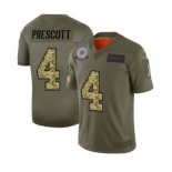 Men's Dallas Cowboys #4 Dak Prescott 2019 Olive Camo Salute to Service Limited Jersey