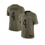 Men's Dallas Cowboys #4 Dak Prescott 2022 Olive Salute To Service Limited Stitched Jersey