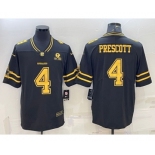 Men's Dallas Cowboys #4 Dak Prescott Black Gold Edition With 1960 Patch Limited Stitched Football Jersey