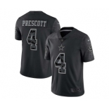 Men's Dallas Cowboys #4 Dak Prescott Black Reflective Limited Stitched Football Jersey