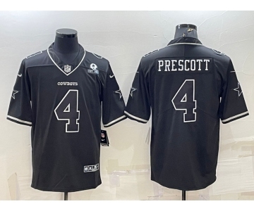 Men's Dallas Cowboys #4 Dak Prescott Black With 1960 Patch Limited Stitched Football Jersey