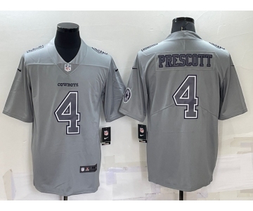 Men's Dallas Cowboys #4 Dak Prescott LOGO Grey Atmosphere Fashion 2022 Vapor Untouchable Stitched Nike Limited Jersey