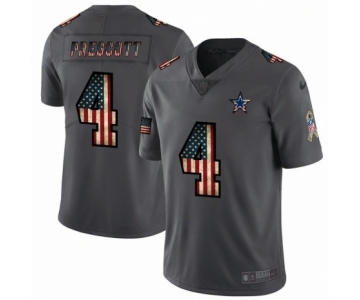 Men's Dallas Cowboys #4 Dak Prescott Limited Black USA Flag 2019 Salute To Service Football Jersey