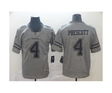 Men's Dallas Cowboys #4 Dak Prescott Limited Gray Rush Gridiron Football Jersey