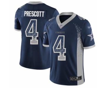 Men's Dallas Cowboys #4 Dak Prescott Limited Navy Blue Rush Drift Fashion Football Jersey