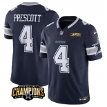 Men's Dallas Cowboys #4 Dak Prescott Navy 2023 F.U.S.E. NFC East Champions Patch Football Stitched Jersey