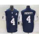 Men's Dallas Cowboys #4 Dak Prescott Navy 2023 F.U.S.E. With 1960 Patch Vapor Limited Stitched Football Jersey