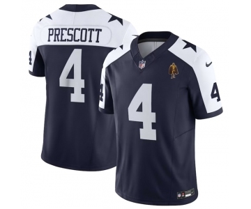 Men's Dallas Cowboys #4 Dak Prescott Navy 2023 F.U.S.E. With Walter Payton Patch Thanksgiving Limited Football Stitched Jersey