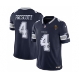 Men's Dallas Cowboys #4 Dak Prescott Navy 2023 F.U.S.E. With Walter Payton Patch Vapor Limited Football Stitched Jersey