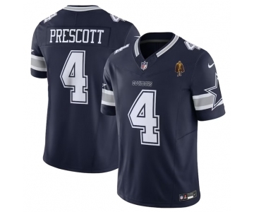 Men's Dallas Cowboys #4 Dak Prescott Navy 2023 F.U.S.E. With Walter Payton Patch Vapor Limited Football Stitched Jersey